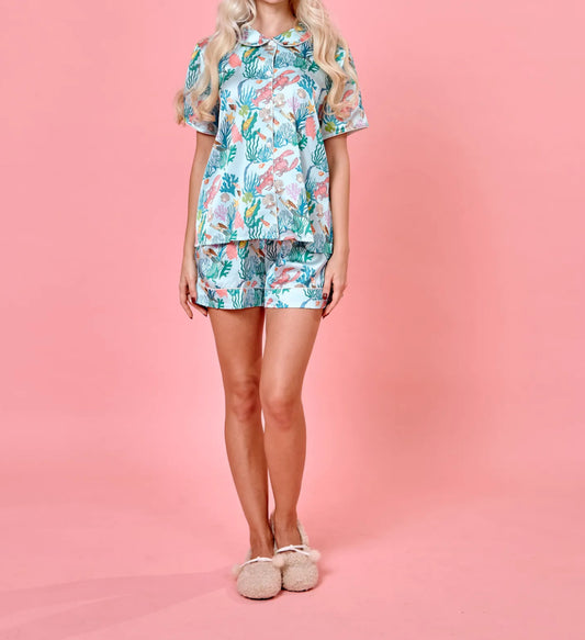 Fruit Da Mer Silk Satin Short Set