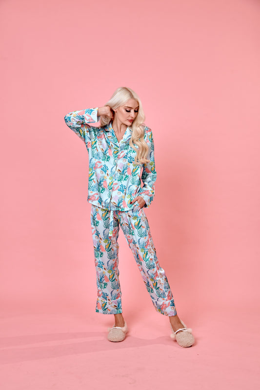 Fruit Da Mer Silk Satin Long Set