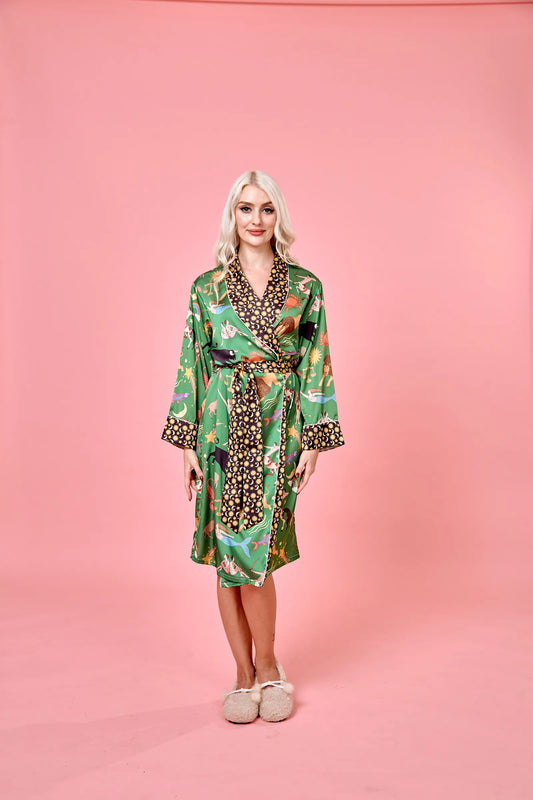 Celestial Silk Satin Dress And Robe Set